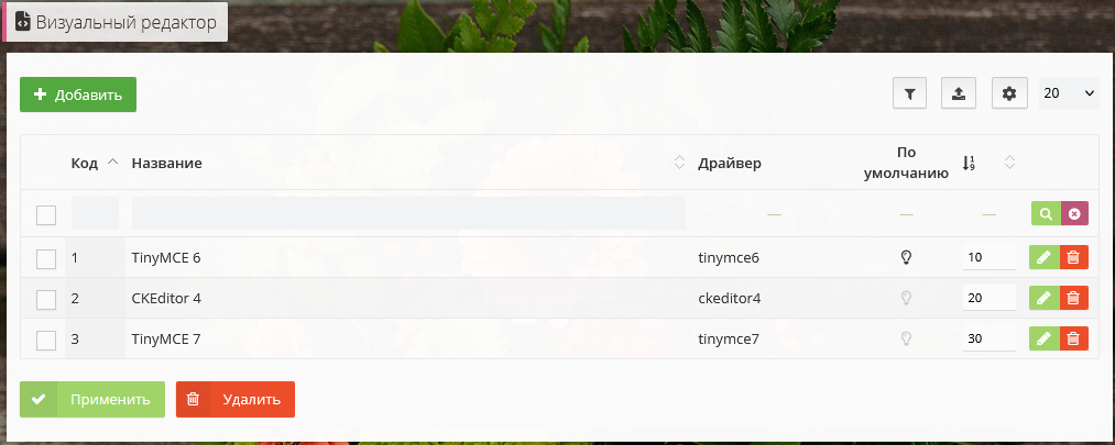 Визуальные редакторы в HostCMS